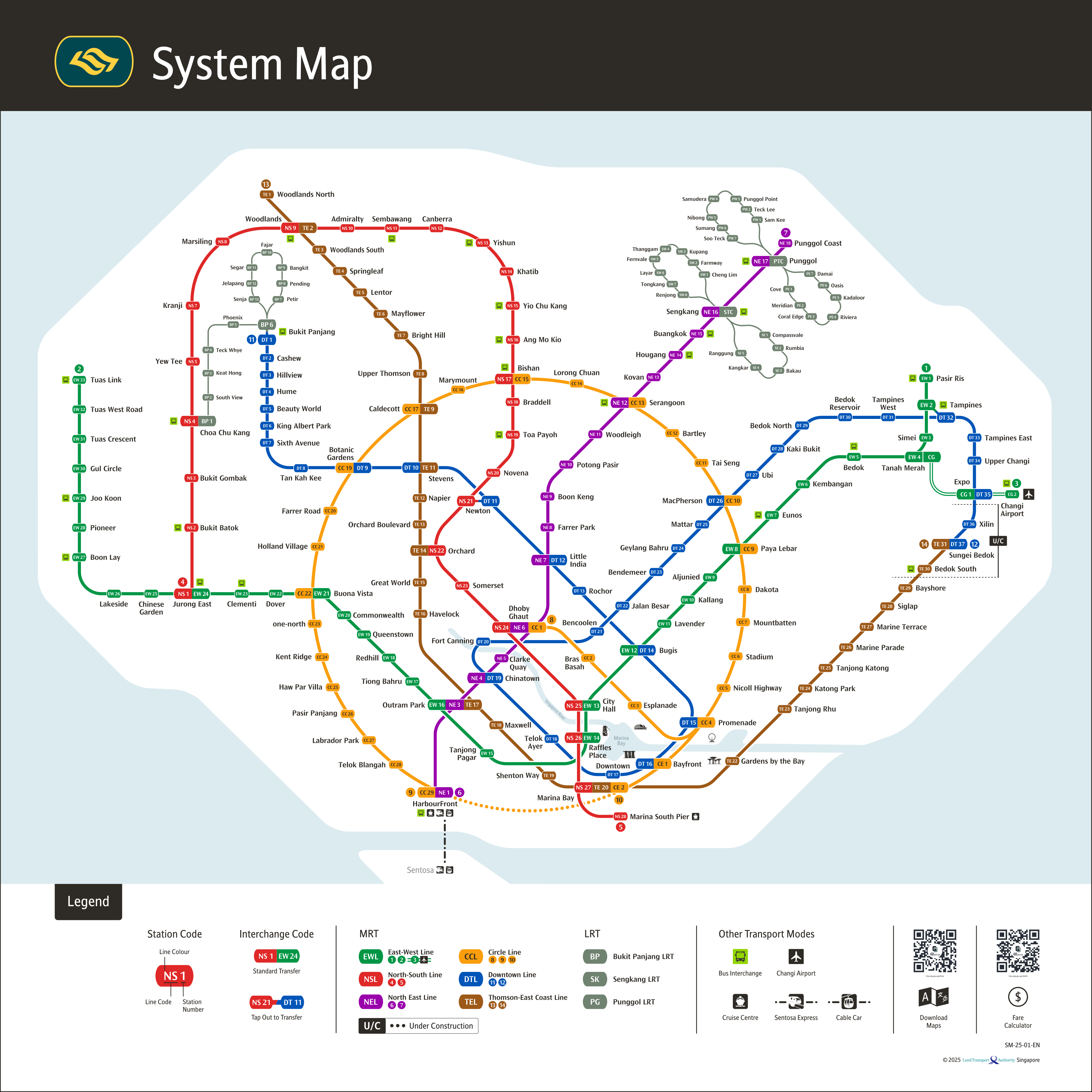 Singapore MRT & LRT Map High Resolution